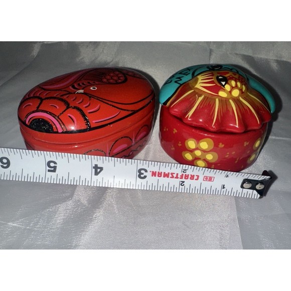 Talavera Pottery Trinket Box Dish w/ Lid Cozumel Mexican Handpainted Lot Of 2 - Picture 15 of 15